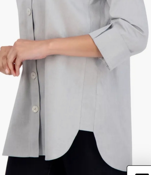 New!Foxcroft Pandora 3/4 sleeves Non-Iron Cotton Shirt sz 10 blue wave - Picture 2 of 11